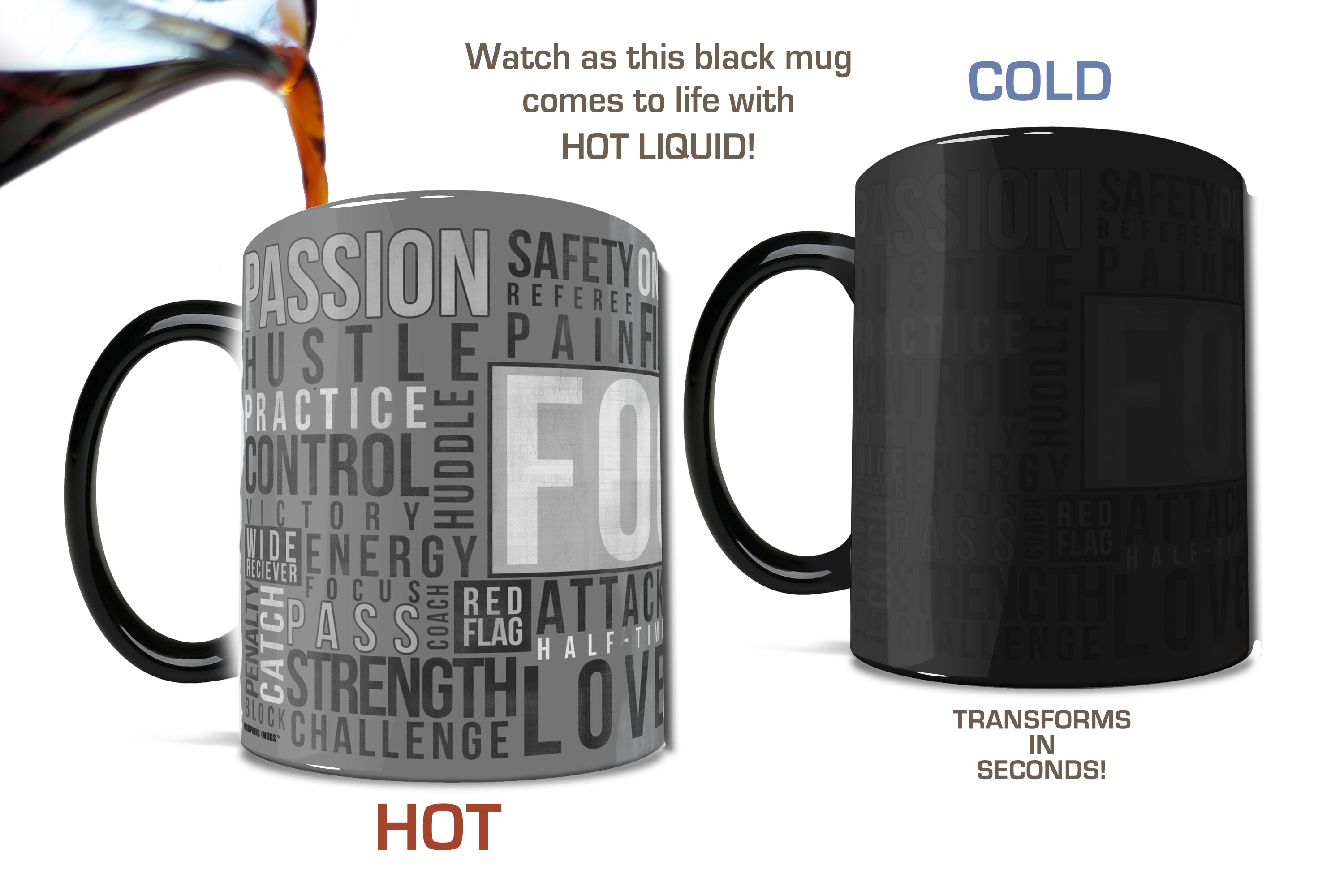 Sports Collection (Football Words) Morphing Mugs® Heat-Sensitive Mug MMUG446